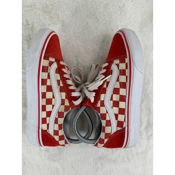 Vans Old Skool Primary Check Red White Women’s Sneakers Size 6 - Picture 6 of 8